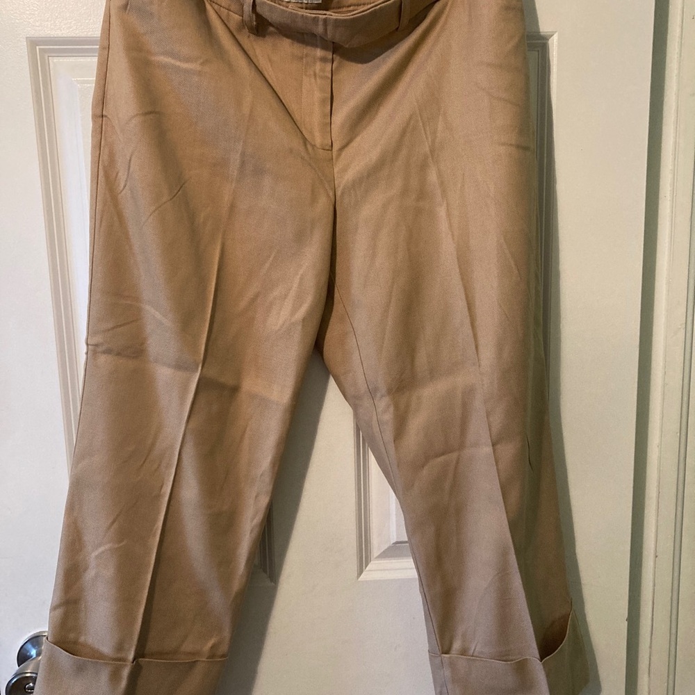 Covington tan twill brown dress pants 10 women’s cuffed looks brand new pockets